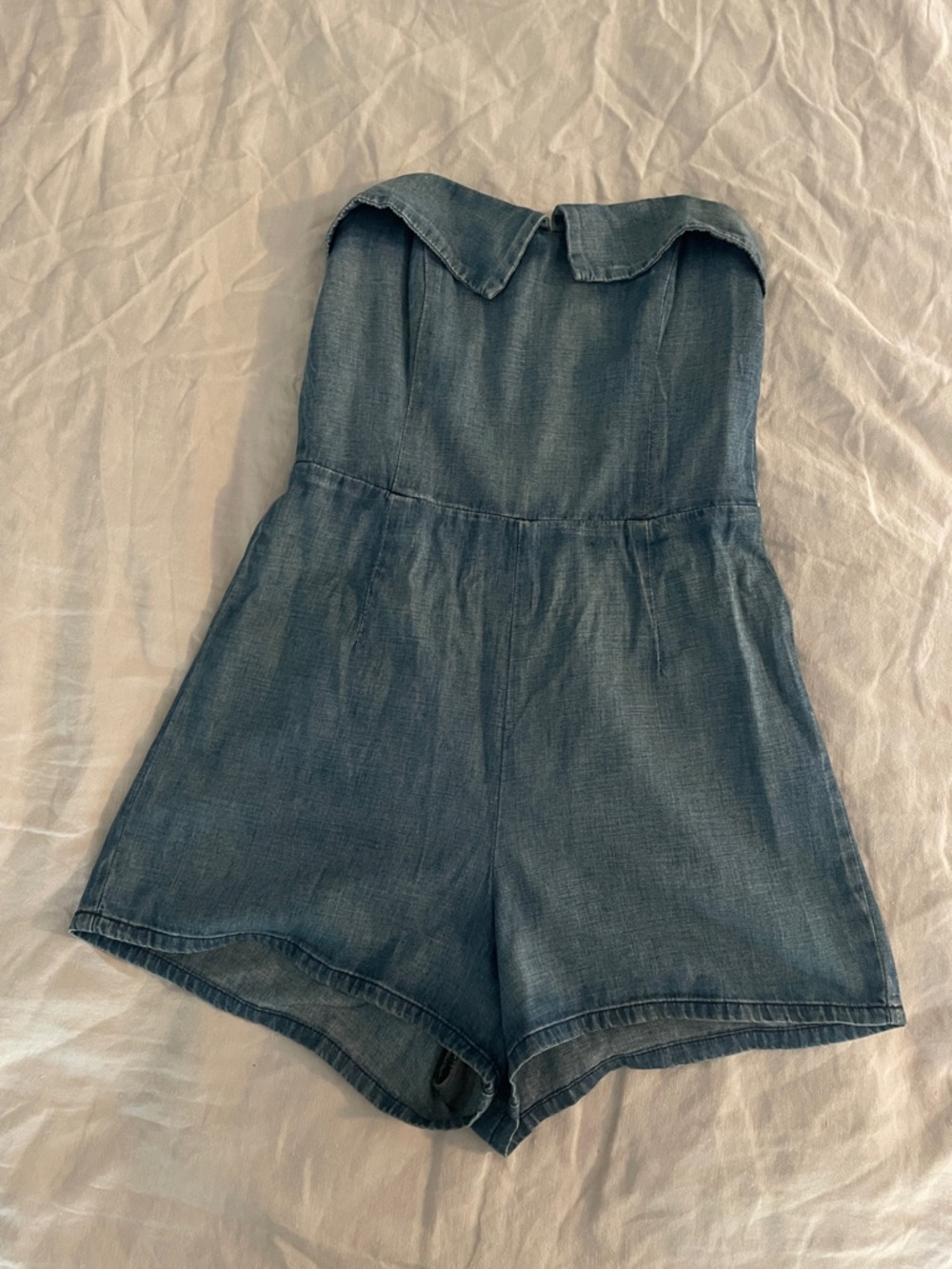 Denim Strapless corset Romper - Blue